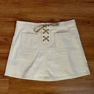 EXPRESS Mini Skirt with Pockets and Lace Front